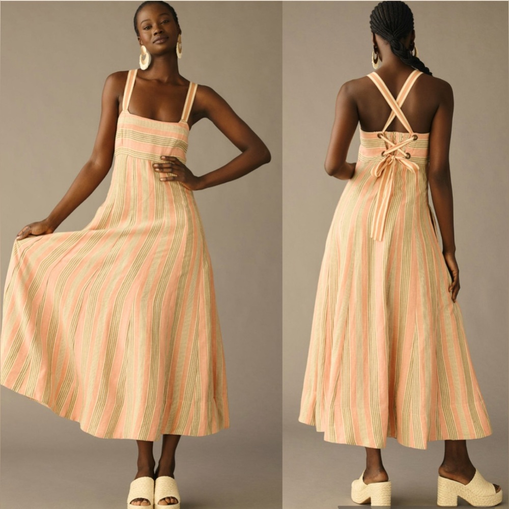 Maeve Square-Neck Tie-Back A-Line Dress